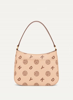 Beige Dkny Medium Women's Shoulder Bags | L7579334