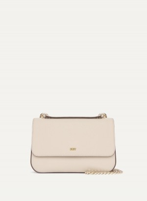 Beige Dkny Sina Flap Women's Shoulder Bags | J7075334