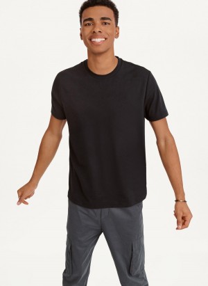 Black Dkny Cotton Poly Pique Men's T Shirts | S3952748