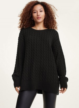 Black Dkny Cozy Cable Knit And Leg Warmers Women's Sweaters | Q7589238