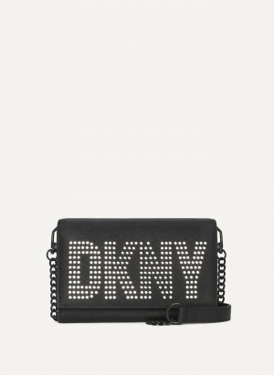 Black Dkny Essex Saffiano Slim Women's Crossbody Bags | S1235806