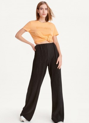 Black Dkny High Waisted Pleated Flare Women's Pants | T9422624