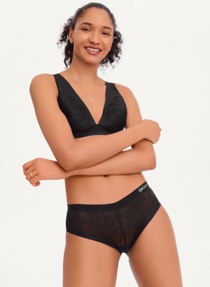 Black Dkny Lace Comfort Hipster Women's Underwear | E8106641