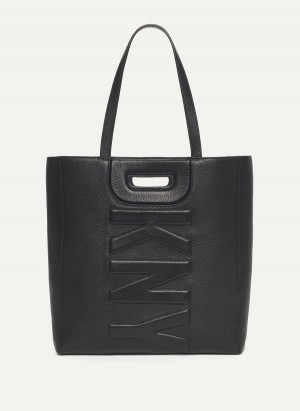 Black Dkny Metro Leather Editorial Women's Tote Bags | Z1516090