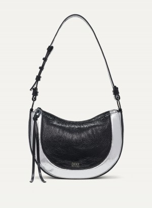 Black Dkny Metro Metallic Women's Shoulder Bags | R9852281