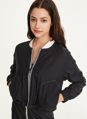 Black Dkny Mini Rip-Stop With Jersey Lining Women's Jackets | A9104866