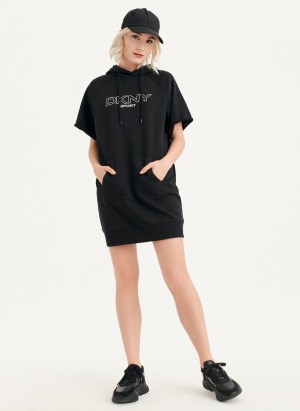 Black Dkny Outline Logo Hooded Sneaker Women's Dress | C6223607