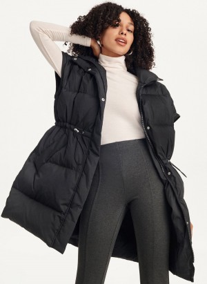 Black Dkny Oversized With Zip Sleeves Women's Puffer Jacket | E6200736