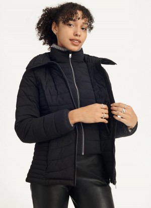 Black Dkny Packable Women's Jackets | Z7359158