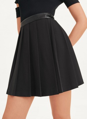 Black Dkny Pleated Mini Women's Skirts | J0943975