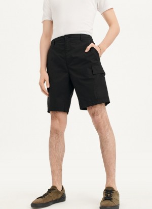 Black Dkny Poplin Cargo Men's Shorts | T8099856