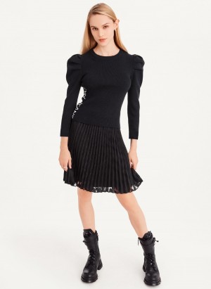 Black Dkny Puff Sleeve Women's Sweaters | I5768505