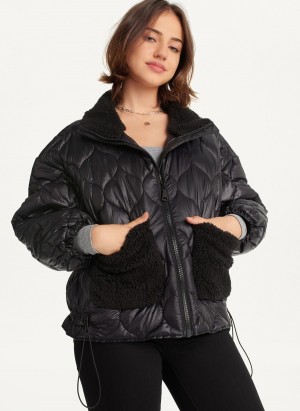 Black Dkny Quilted With Sherpa Pockets Women's Jackets | G1508346