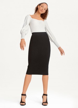 Black Dkny Ribbed Pencil Women's Skirts | A6260482