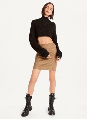 Black Dkny Suede Mini Women's Skirts | A3163982