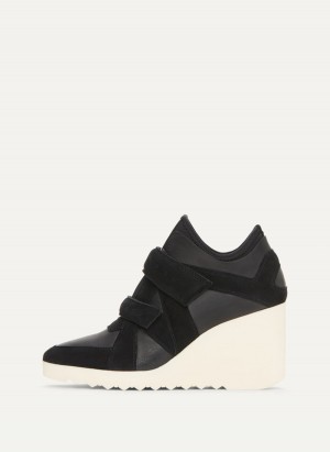 Black Dkny Velcro Wedge Women's Sneakers | H4801678