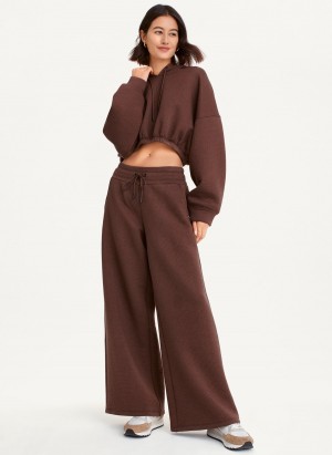 Burgundy Dkny Ottoman Knit Wide Leg Women's Pants | Z3471928