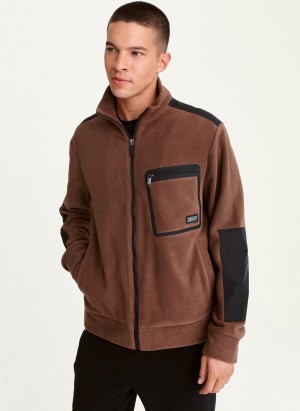 Chocolate Dkny Long Sleeve Track Heat Seal Pocket Men's Jackets | X1029254