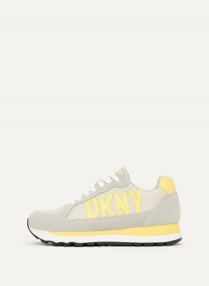 Grey Dkny Exploded Logo Retros Women's Sneakers | H2711603