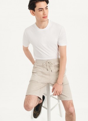 Khaki Dkny Beach Slub Men's Shorts | X0477263