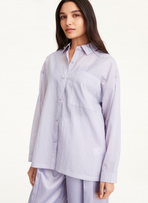 Lavender Dkny Relaxed With Pocket Women's Shirts | Q4505417