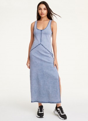 Lavender Dkny Sleeveless Denim Women's Dress | V1007040