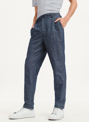 Navy Dkny Linens Men's Pants | B2507248