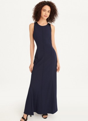 Navy Dkny Sleeveless Mermaid Cross Back Women's Dress | F6941164