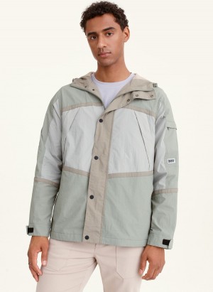 Olive Dkny Multi-Color Pieced Hike Men's Jackets | M0099203