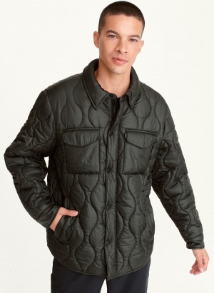 Olive Dkny Round Quilted Shirt Men's Jackets | J9751580