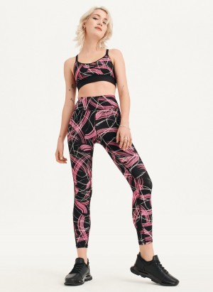 Pink Dkny Electric Shock Print High Waist Women's Leggings | W1596226