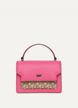 Pink Dkny Millie Leather Top Handle Women's Tote Bags | V2084360