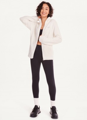 White Dkny Fleece Zip Women's Jackets | T4163071