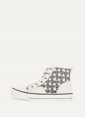 White Dkny High Top Logo Women's Sneakers | O3655675