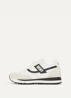 White Dkny Logo Retro Women's Sneakers | S1147944