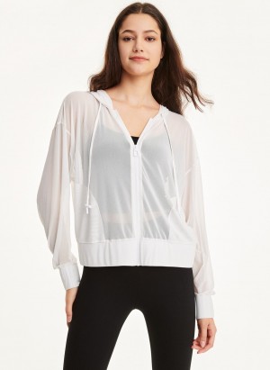 White Dkny Power Mesh Women's Jackets | U6866176