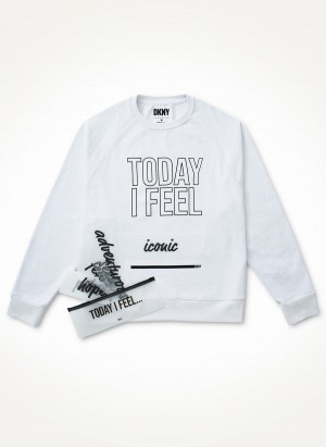 White Dkny Today I Feel Women's Sweatshirts | C9335332