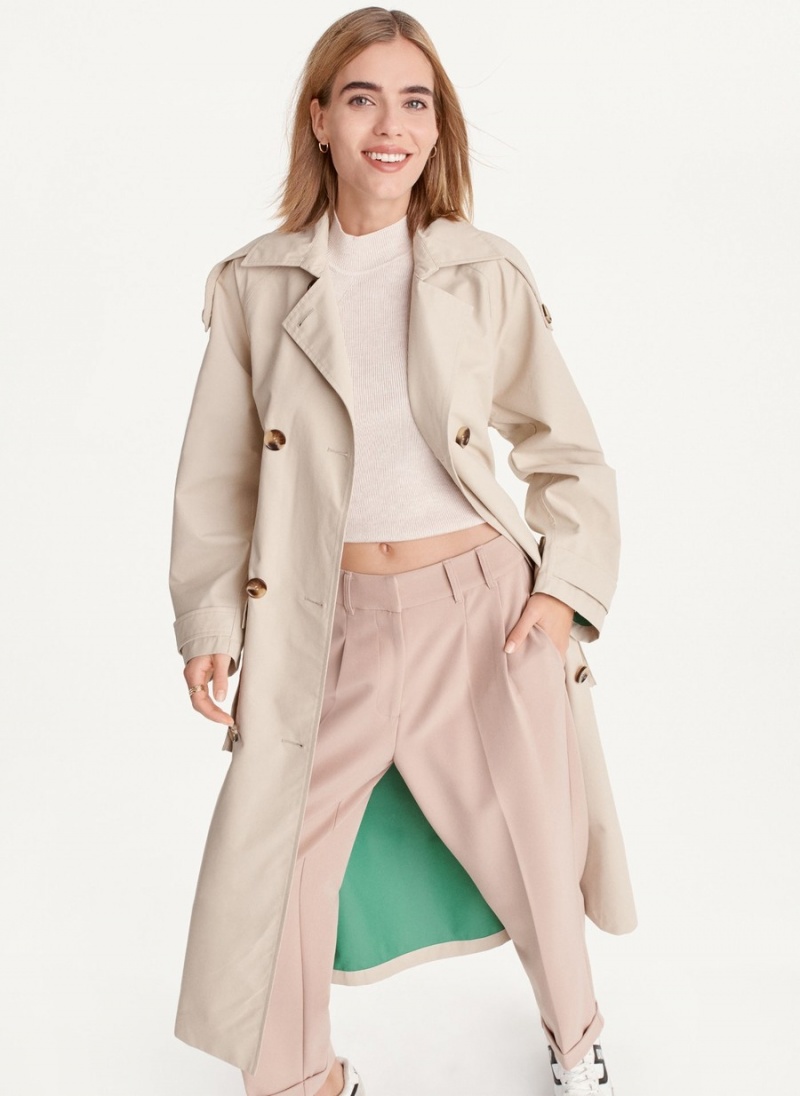 Beige Dkny Oversized With Inner Details Women\'s Trench Coat | G8592739