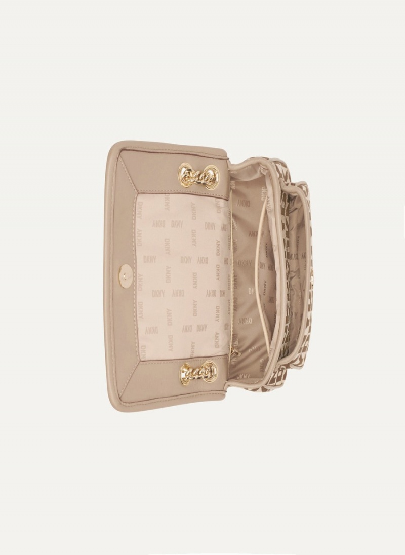 Beige Dkny Porter Flap Women's Crossbody Bags | H5747279