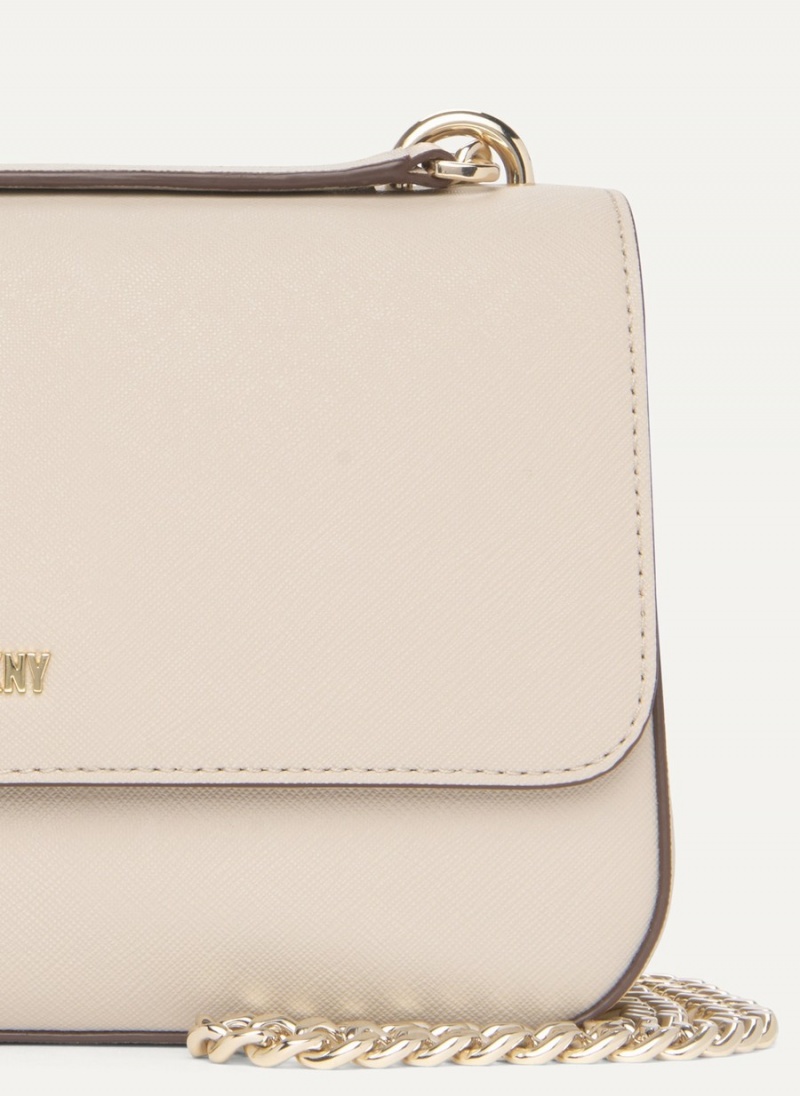 Beige Dkny Sina Flap Women's Shoulder Bags | J7075334