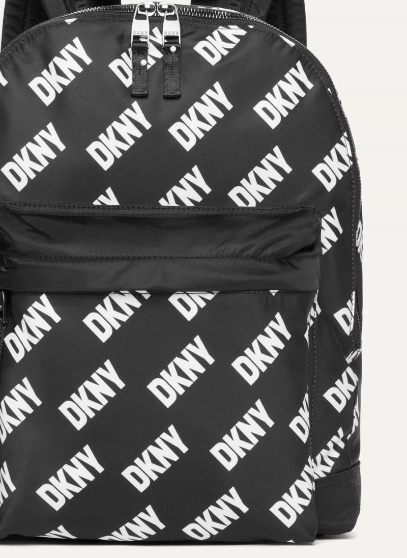 Black Dkny All Over Logo Men's Backpacks | P8642030