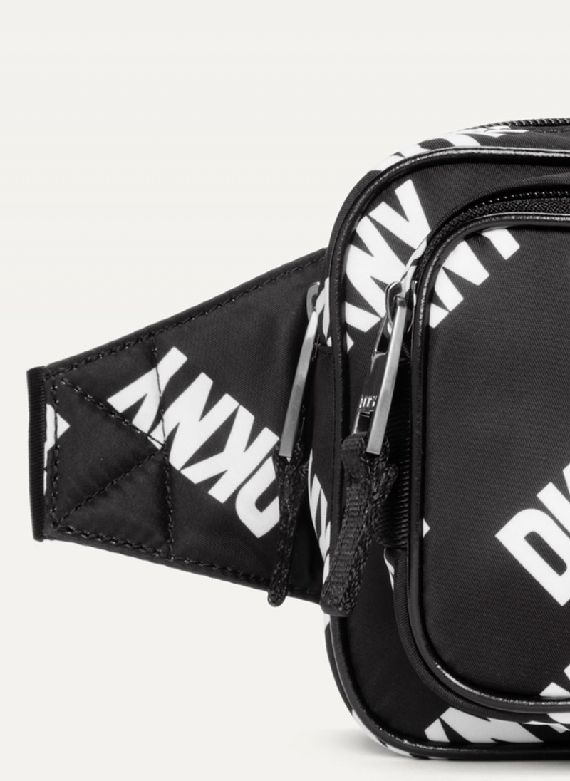 Black Dkny All Over Logo Men's Belt Bags | S0243265