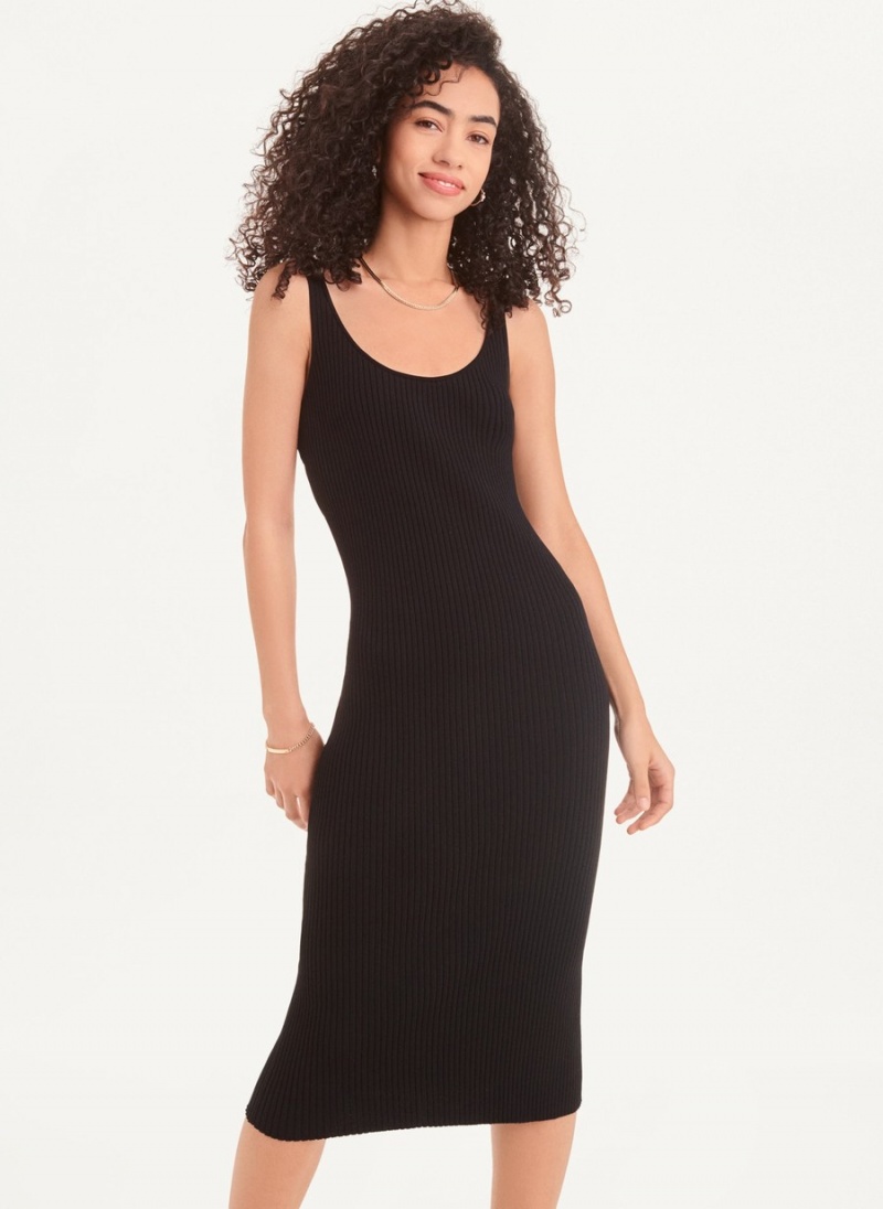 Black Dkny Back Strap Midi Women's Dress | R7251651