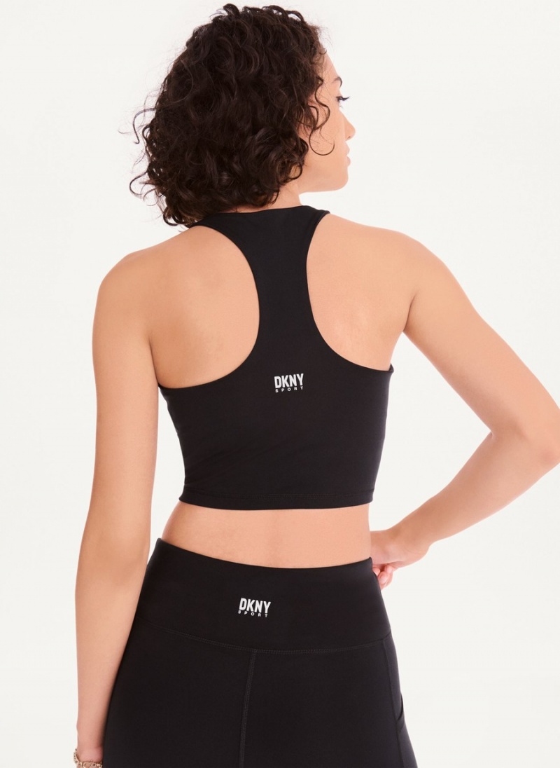 Black Dkny Balance Compression Women's Sports Bra | K4159749