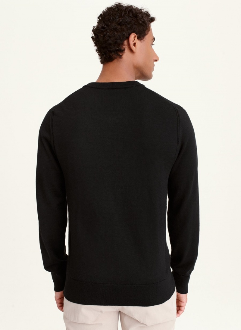 Black Dkny Basic V Neck Men's Sweaters | B0213050