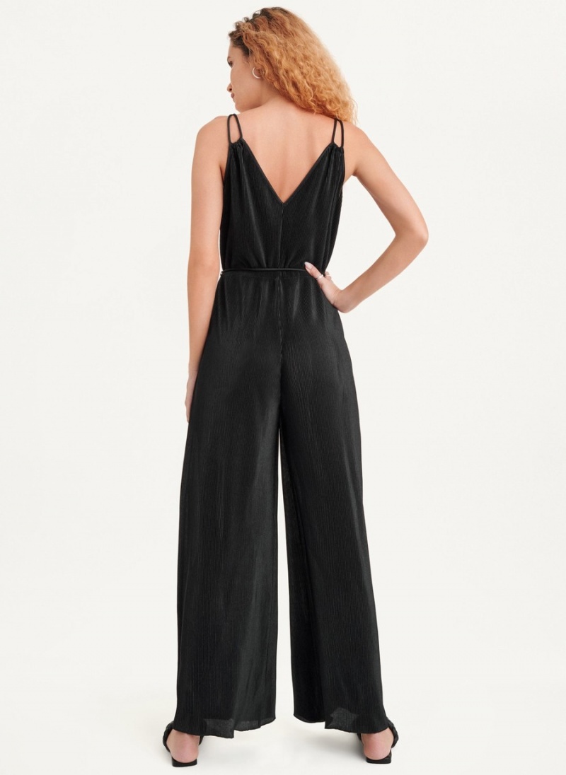 Black Dkny Belted All-In-One Women's Jumpsuit | Q7741535