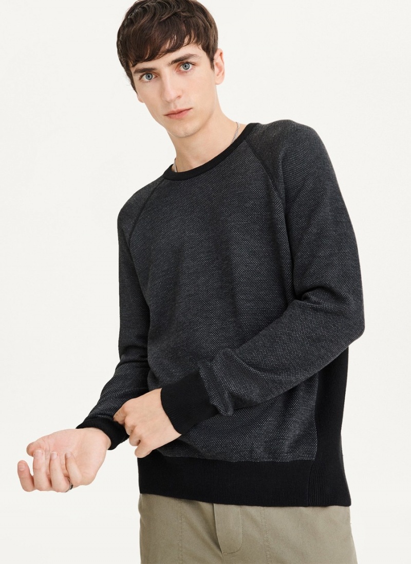 Black Dkny Birdseye Raglan Sleeve Men\'s Sweaters | I7694156