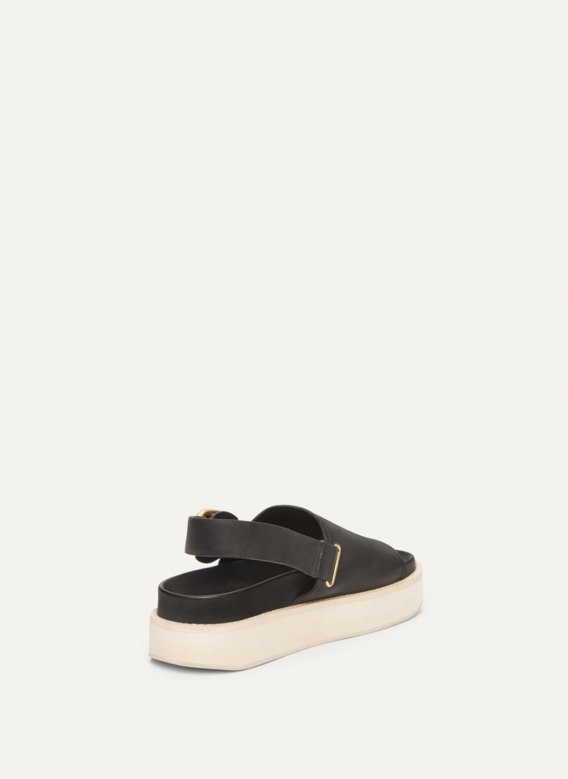 Black Dkny Buckle Flatform Women's Sandals | O5281628