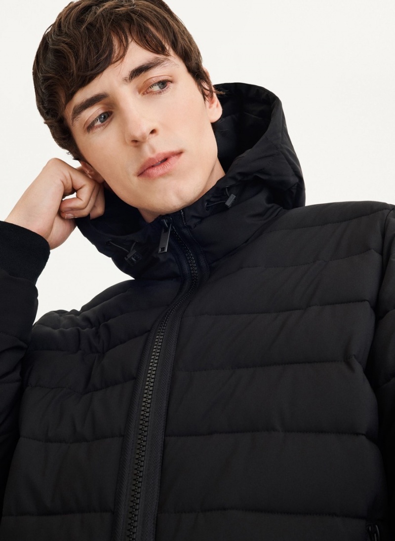 Black Dkny Classic Hooded Men's Puffer Jacket | D9516210