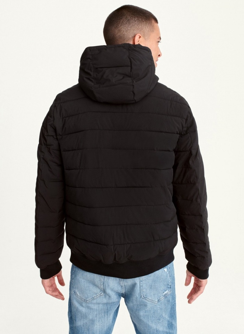 Black Dkny Classic Hooded Men's Puffer Jacket | D9516210